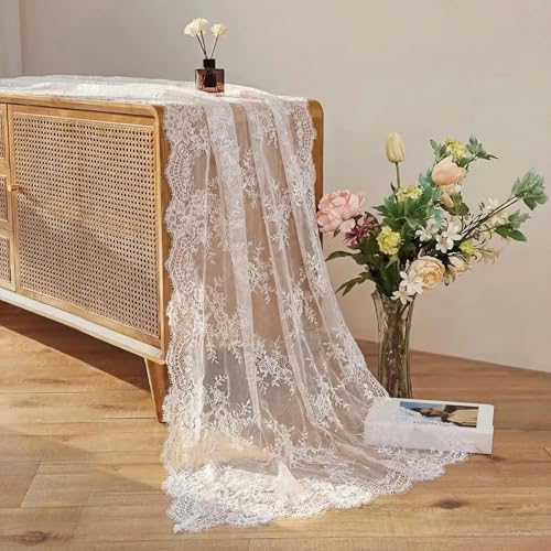 Remagr 6 Pcs White Lace Table Runners 30" x 120" Floral Wedding Decor - Image 6