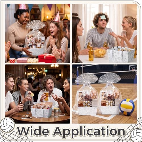 Funnymoom 12 Pcs Empty Volleyball Gift Baskets with Cellophane Bags & Bows - Image 5