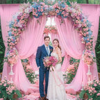 40x10ft Pink Backdrop Curtain for Wedding Parties Wrinkle Free Fabric Light Pink Drapes Backdrop Decoration for Baby Shower Birthday Photography Decoration 8 Panels, 5ft x 10ft - Image 2