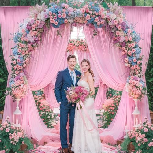 40x10ft Pink Backdrop Curtain for Wedding Parties Wrinkle Free Fabric Light Pink Drapes Backdrop Decoration for Baby Shower Birthday Photography Decoration 8 Panels, 5ft x 10ft - Image 2