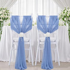 Dusty Blue Chair Sashes 16 Packs 8ft Aisle Wedding Chair Back Side Drapes - Image 5