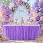 PARTISKY 21FT Length Purple Tulle Table Skirt for Rectangle Tables 2-Layer Ruffle Tulle Tutu Cloth Desk Table Skirt for Baby Shower Girl Birthday Party Wedding Cake Dessert Decorations - Image 6