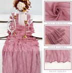 12 Pieces Dusty Rose Cheesecloth Table Runner 10FT Pink Runner for Tables Gauze Fabric Boho 35 x 120 Inches Long Table Runner Decoration Rustic Sheer Runner for Wedding Baby Birthday Party Dusty Rose - Image 2