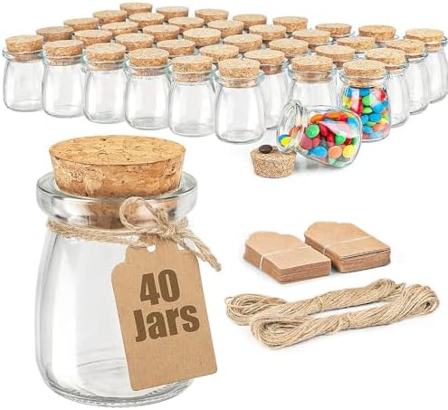 Ritayedet 3.4 Oz Small Glass Jars With Lids, 40 Pack Wedding Favors by Ritayedet