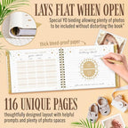 Book Keepsake, Baby Memory Book From Pre-Birth to 5th Year, with 2 Photo Pockets, Milestone Stickers, Hand/Footprint Inkpad, Information Card, Baby Album and Memory Book for Girls or Boys - Image 4