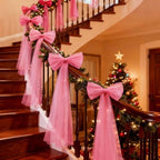 Zeyune 12 Pcs Large Bow Party Decorations Hanging Mesh Bows,Pink - Image 3