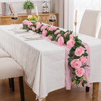 U'Artlines 3 Pack Artificial Pink Rose Garlands Flower Vines 19.5 ft - Image 6