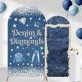 Serencatcher 7.2ft 6ft Denim & Diamonds Party Arch Backdrop Cover 2pcs by Serencatcher