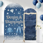 Serencatcher 7.2ft 6ft Denim & Diamonds Party Arch Backdrop Cover 2pcs by Serencatcher