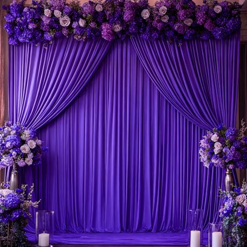 Purple Backdrop Curtains - 8 Panel Wrinkle-Free Polyester Photography Drapes for Baby Shower & Birthday Party - 32 x 10FT - Image 5