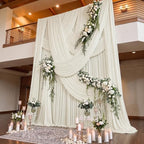 30ftx15ft Ivory Backdrop Curtains for Parties, Wrinkle Free Polyester Ivory Photo Backdrop Drapes 6 Panels 15 ft Long Back Drop Cloth for Wedding Birthday Photography Background Party by Htper