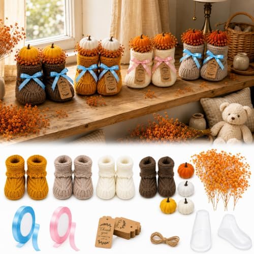 4 Sets Baby Shower Booties Table Centerpiece, Crochet Knitted Baby Booties by Unknown