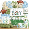Football Baby Shower Decorations Kit, American Football Baby Shower Supplies, Touchdown Oh Boy Backdrop, Pastel Balloon Garland, Boxes for Boys Party Theme by Fiesec