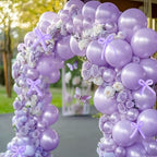 Purple White Balloon Arch Double Stuffed Pearl light Purple White Balloon Arch kit With Long Balloons for Wedding Bridal Baby Shower Birthday Engagement Party Decorations - Image 3