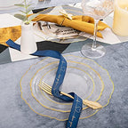 YOUBET 125PCS Clear Gold Plastic Plates for Thanksgiving Party Wedding - Image 3