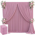 30x10ft Dusty Pink Backdrop Curtain for Wedding Parties Wrinkle Free Fabric Pink Drapes Backdrop Decoration for Baby Shower Birthday Photography Decoration 6 Panels, 5ft x 10ft by Gogoparti