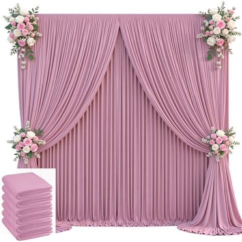 30x10ft Dusty Pink Backdrop Curtain for Wedding Parties Wrinkle Free Fabric Pink Drapes Backdrop Decoration for Baby Shower Birthday Photography Decoration 6 Panels, 5ft x 10ft by Gogoparti