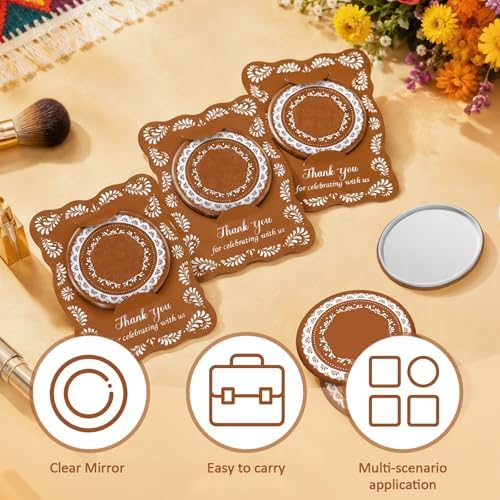 50 Set De Barro Mexicanos Baby Shower Party Favors for Guests Brown Mini Compact Mirrors Thanks Cards Cielito Lindo Party Decorations Gifts Bulk for Wedding Bridal Shower Fiesta Party Decorations - Image 4