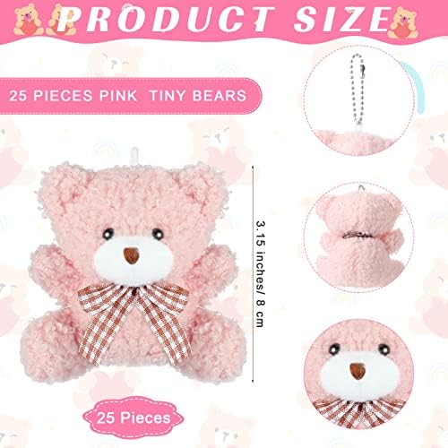 Sasylvia 25 Set Bear Party Favors for Guest 25 Mini Tiny Keychains 25 Thank You Tags 25 Organza Bag - Image 2