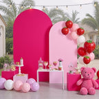 Garden Arch Backdrop Cover Set of 2-7.2ft 6ft Dual Color Pink&Hot Pink Arch Covers-Wrinkle Free Stretchy Spandex Fitted Chiara Arch Stand Cover for Girl Party Birthday Baby Shower Photo Photography - Image 3