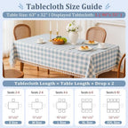 Blue Tablecloth Rectangle, Gingham Cotton Linen Checkered, 55x120 Inch - Image 5