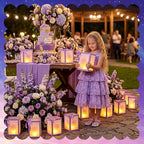 Retisee 12 Set Princess Sun Table Centerpiece with LED Purple Paper Lantern - Image 3