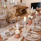 6 Pcs Brown Series Cheesecloth Table Runner 118" - Image 3