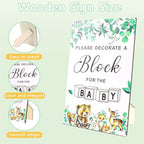 Baby Shower Blocks to Decorate，102PCS Baby Shower Blocks Game Set，Includes Clear Window Wooden Box, 40 Templates to Paint, 12 Acrylic Markers & 1 Wooden Sign Suitable for Boy and Girls - Image 5