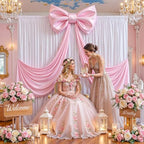 Giant Pink Bow for Backdrop 80x24 Inches Large Satin Ribbon Bow Wall Decor for Wedding Birthday Baby Shower Party Photo Booth, Washable Reusable Big Bow for Nursery Bedroom Door Hanging Decoration - Image 3