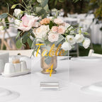 Qunclay 40 Pack 5 x 7 Inch Gold Acrylic Wedding Table Number 1-40 Clear Table Stand with Numbers Calligraphy Number Holders Signs for Wedding Reception Birthday Party Decorations - Image 6