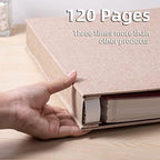 Large Photo Album Self Adhesive 4x6 5x7 3x5 8.5x11 Scrapbook Magnetic Album DIY Scrap Book Length 13 x Width 12.8 (Inches) 120 Sticky Pages Linen Cover DIY Photo Album (Khaki) - Image 4