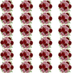 24 Bundles Peonies Artificial Flowers Bulk, Dusty Pink & Burgundy by Nagobi
