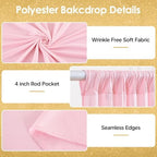 20x10ft Pink Backdrop Curtains for Wedding Parties Wrinkle Free Pink Curtains Photo Backdrop Drapes for Photography Birthday Baby Shower Soft Fabric Party Backgournd for Photoshoot 5x10ft, 4 Panels - Image 2