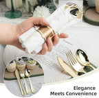 400PCS Pre Rolled Gold Plastic Silverware Sets, Include 100 Pack Wrapped Silverware Set, Rolled Silverware Disposable with Napkins for Parties and Weddings - Image 4