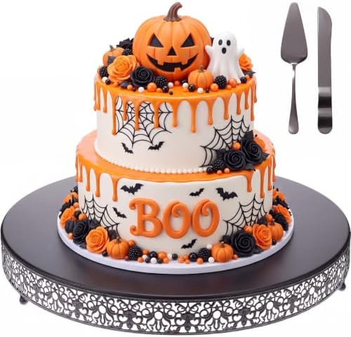 Wenqik 20 Inch Black Halloween Cake Stand with Cutter Spatula,Classic by Wenqik