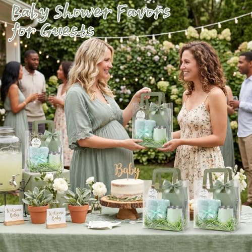 4 sets Baby Shower Prizes for Game Winners Baby Shower Favors Gifts including 12 oz Coffee Cups Notebooks Towels Pens Thank You Cards Raffia Gift Bags - Image 4