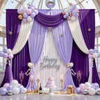 20×14 ft Purple Wrinkle Free Backdrop Curtain, Soft Silky Polyester Wedding Drapes 4 Panels 14ft Height Photo Backdrop Curtains for Parties Birthday Baby Shower Photography Background Cloth - Image 5