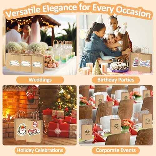 BagDream 300Pcs Paper Bags 5.25x3x8 Small Brown Gift Bags with Handles Bulk - Image 5
