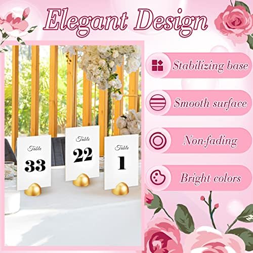 Taiyin 40 Set Gold Table Number Stands with 1-40 Table Number Cards, Round Tables Numbers Holders, Wedding Place Card Holders for Wedding Reception, Anniversary, Restaurant, Party Events 4 x 6 Inch - Image 3