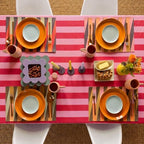 Tudomro Striped Tablecloth, Rectangle, Red, Pink, 84'' X 60'' - Image 5