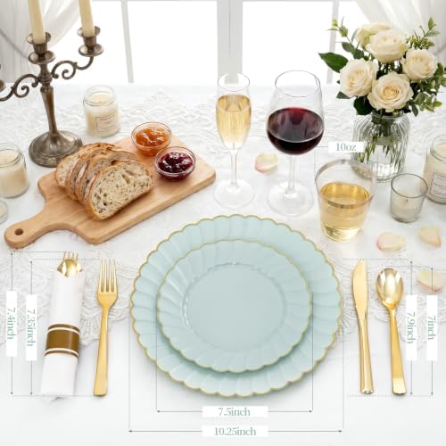 175PCS Sage Green Plastic Plates Heavy-Duty for Party & Baby Shower - Image 3