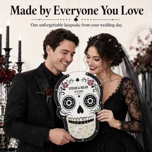 Wedding Guest Book Alternative, Personalized Gothic Skull Drop Box - Image 4