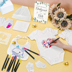 78PCS Baby Bib Bodysuit Baby Shower Set Baby Shower Game Sign Baby Feede Bib Newborn Bodysuit Fabric Marker - Image 6