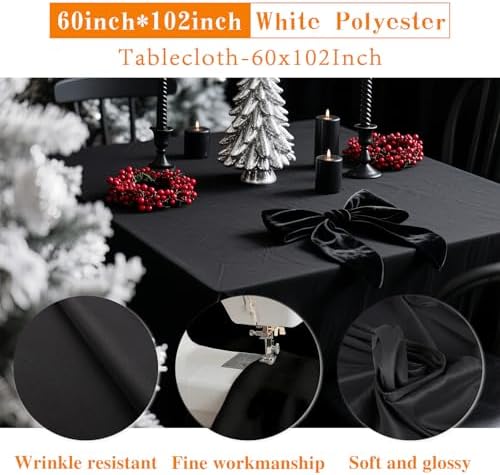 DRESSMAKER 6 Pack Black Table Cloth Rectangle 60X102 Inch Fit 6FT Table - Image 4