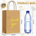 Tinlade 100 Pcs Thank You Gift Bags Bulk Paper Gold Thank You Wedding Bags with Handle for Business, Shopping, Wedding, Baby Shower, Party Favors (Brown) - Image 2