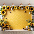 Yellow Sunflower Honey Photography Background Sweet Bee Backdrop Bee Theme Princess Girl Birthday Party Decoration Suitable for Home Decoration Spring Party Baby Shower Banner(B, 9x6feet) - Image 7