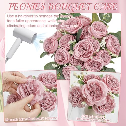 12 Bundles Dusty Pink Artificial Peonies Silk Flowers Bulk - Image 4
