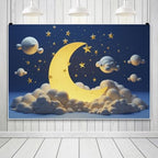 20x10ft Starry Night Moon Baby Shower Decorations Backdrop Moon and Stars Gender Reveal Party Background Star White Cloud Moonlight Little Birthday Wedding Banner Photo Booth - Image 3