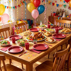 200pcs Burgundy Plastic Plates Party Supplies, Disposable Maroon Plates and Napkins, 9" Dinner Plates, Napkins, Cups & Cutlery Plastic Dinnerware Set for Birthday, Wedding, Christmas, Serves 50 Guests - Image 4