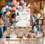 Boots or Bows Gender Reveal Decorations Kit, 7x5ft Polyester Backdrop - Image 4